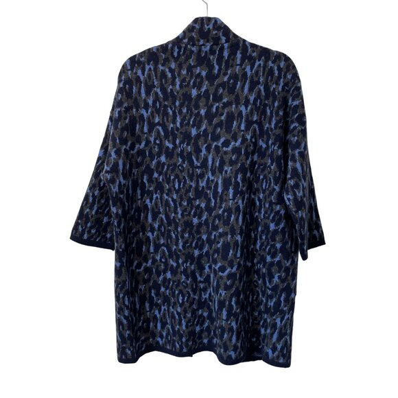 CHIARAMENTE CARDIGAN SWEATER WOMENS XS WOOL BLEND OVERSIZED BLUE 3/4 SLEEVE NWT - Picture 2 of 11